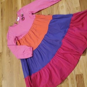 Hanna Andersson Colorblock Power Twirl Long Sleeve Embroidered Dress Girls 130 8